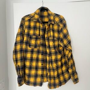 Yellow and Black Plaid Shirt